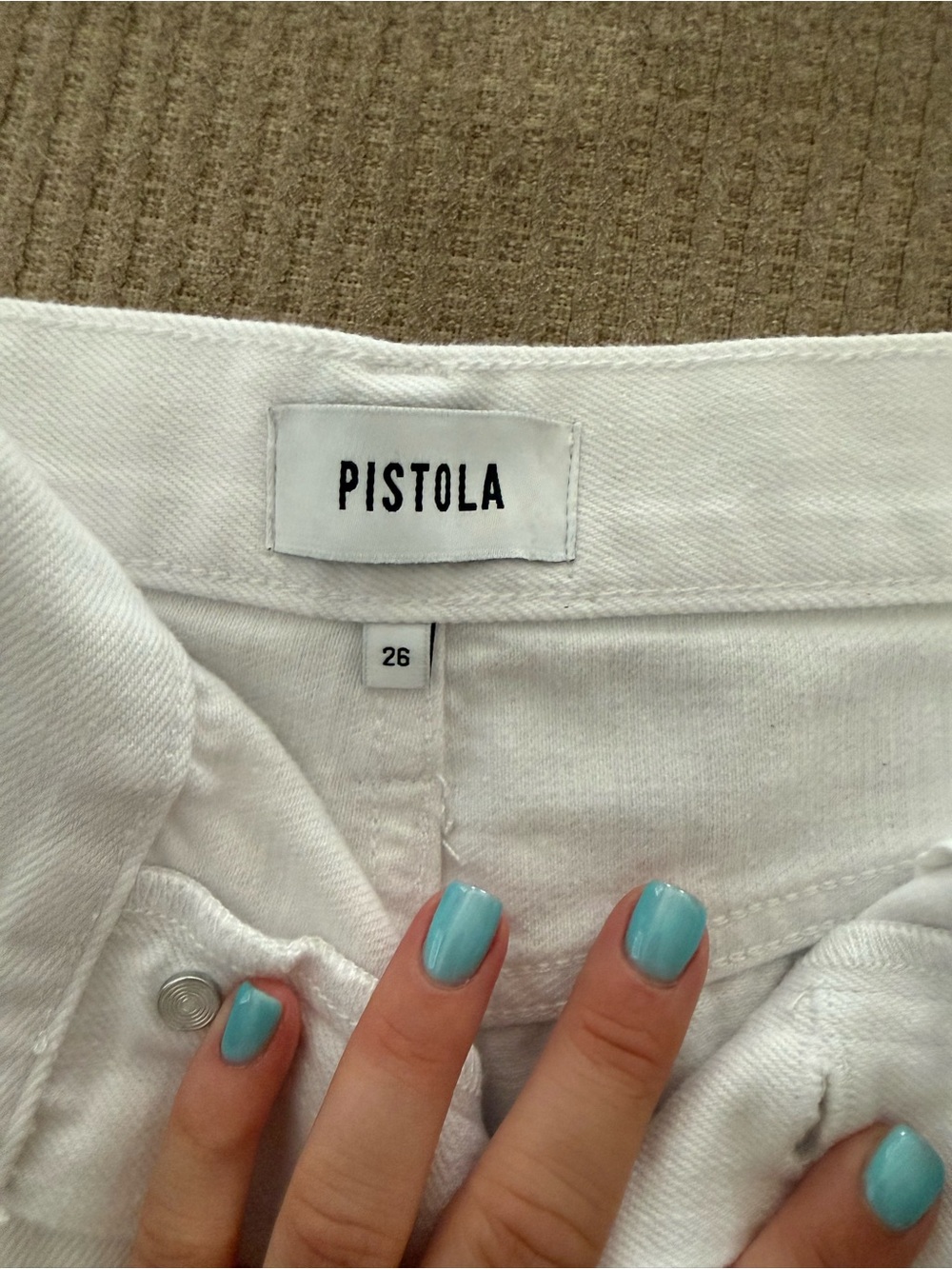 pistola White Distressed High-Rise Denim Shorts - Picture 3 of 3